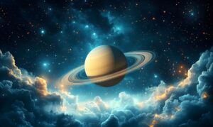 Illustration of Saturn (Shani) and Rahu conjunction in Hindu Vedic astrology.