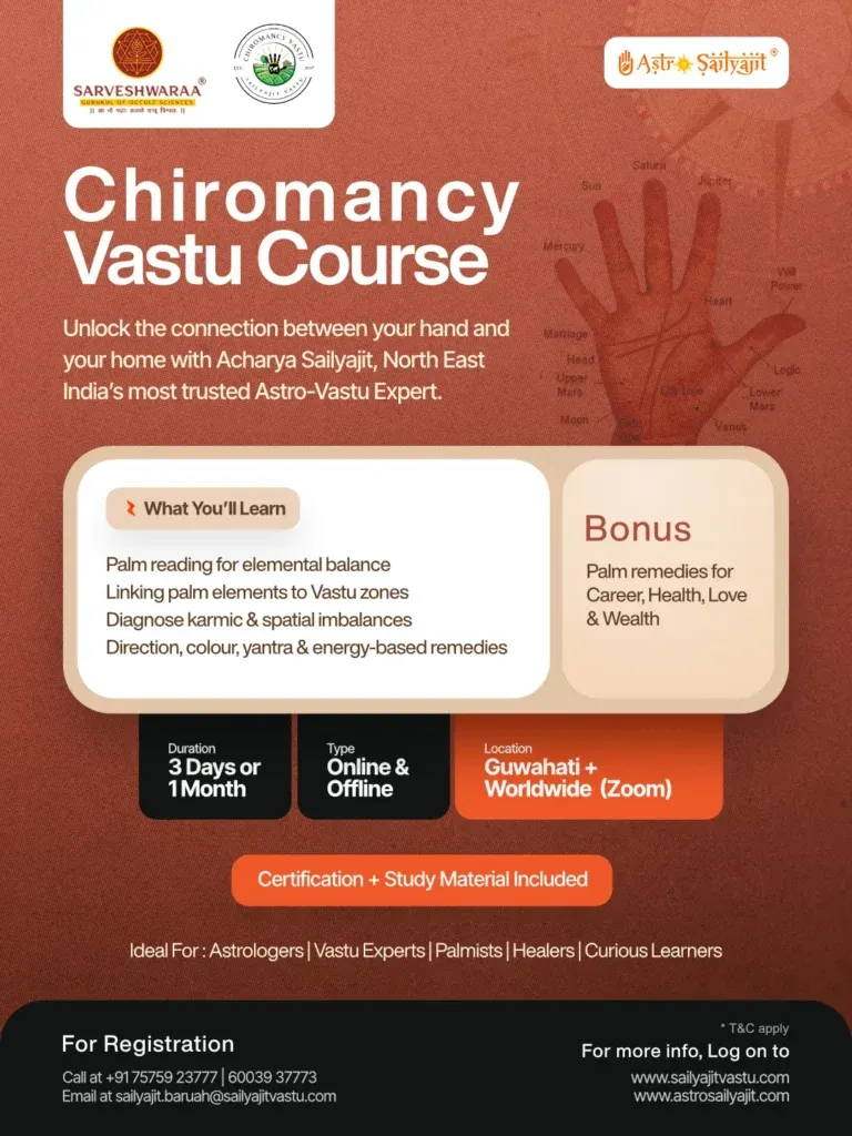 Chiromancy Vastu, founded by Acharya Sailyajit, North East India’most trusted EX[PERT